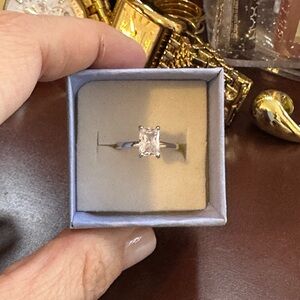 Radiant Cut 1CT Diamond Alternative Engagement Ring – Size 5, Gift Box Included